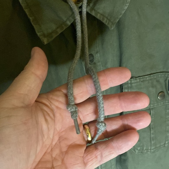 Dickies quilted lining jacket with sweatshirt hood large olive gray zip up snaps - Picture 4 of 10